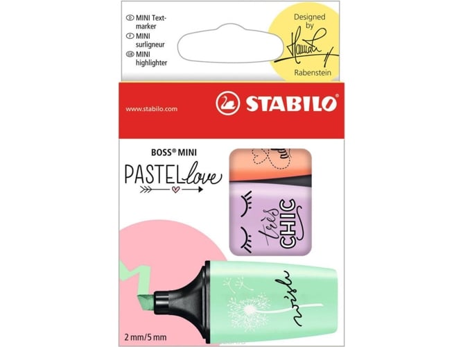 Marcadores Stabilo Boss 70 Pastel Pack 3 Unidades Stabilo - Marcadores e marcadores de texto - pastel, tinta água, ponta estável, traço médio