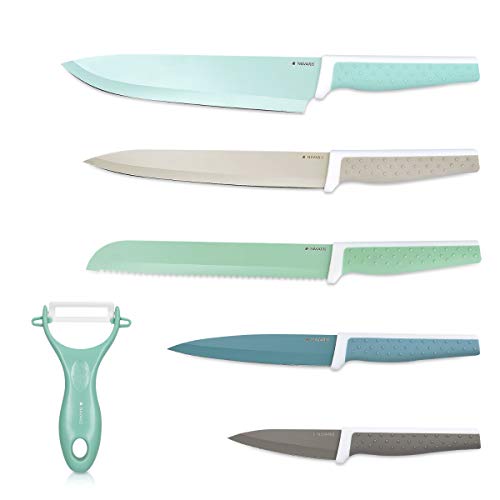 Conjunto de Facas de Cozinha Navaris | Aço Inoxidável, Cerâmica Kw-Commerce - Conjuntos de utensílios de cozinha - aço inoxidável, cerâmica, 5 facas, descascador