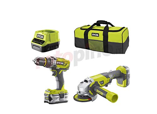 Conjunto de Berbequim + 3 Baterias + Carregador RYOBI RYO4892210157489 Ryobi - Berbequins elétricos portáteis - berbequim, 3 baterias, carregador