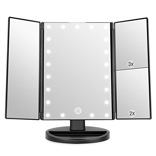 Espelho WEILY de Maquilhagem com Luzes Led e Ecrã Tátil 3 Pliegues YingFu - Ferramentas de Maquiagem - luzes LED, ecrã tátil, 3 pliegues, metal