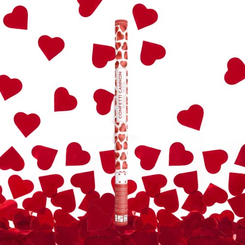 Tubo Lançador de Confetes HEY!DOO 80cm Corações Vermelhos Decoraparty - Confetes - tubo lançador, confetes, corações vermelhos