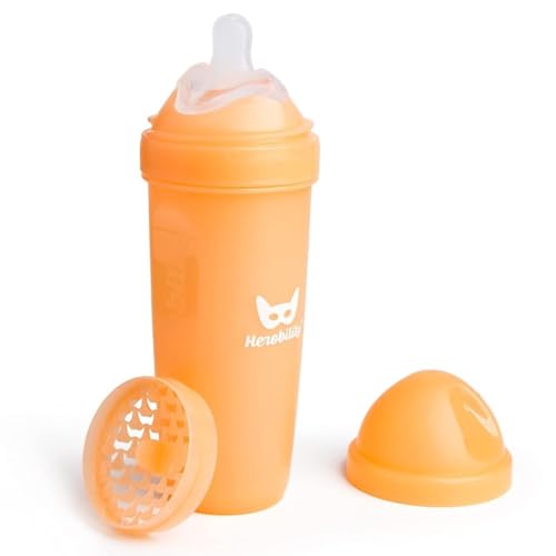 Biberão Anti-Colica 340 Ml Laranja HEROBILITY Herobility - Biberões - 340 ml, laranja, plástico, fácil de limpar