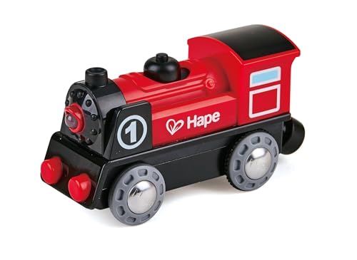 Brinquedo sobre rodas Hape Wooden Train Set | Vermelho HAPE - Comboios de brincar e conjuntos de comboios - brinquedo, rodas, luzes, som, pilhas