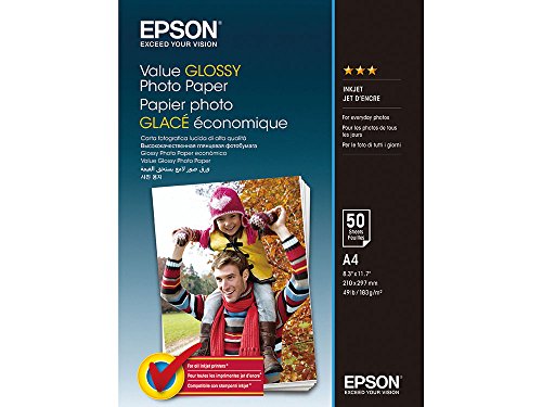 Papel Fotográfico EPSON Value Glossy Photo Paper DIN A4 10 Folhas Epson - Papel de impressora e copiadora - papel fotográfico, epson value, glossy, a4, 10 folhas