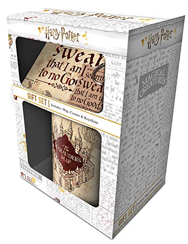 Conjunto 3 Peças HARRY POTTER Marauder's Map Gift Box Pyramid International - Canecas - conjunto, 3 peças, Harry Potter, marauder's map gift box, tampa, posavasos