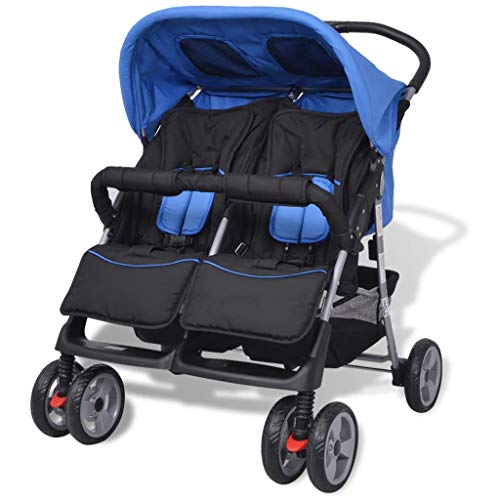 Carrinho de Bebé Individual VDX-0001 Azul Preto (Puericultura - Dormir) vidaXL - Móveis para bebês e crianças pequenas - azul, preto, individual, puericultura