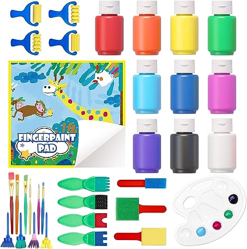 Conjunto de Pinturas com Dedo SHUTTLE ART Shuttle Art - Tinta, tinta de arte e esmalte - 33 pinturas, 60ml cores, bloco de esponja, pincéis