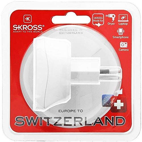 Adaptador de Viagem SKROSS 1.500205-E (Swiss - EU) SKROSS - Conversores e adaptadores de viagem - j tipo, c europlug, 100-250v, 10A, 2500w