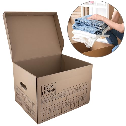 Caixa de Arrumação IDEA HOME MOVEBOX (6 Un - 33 x 29 x 28 cm) Leviatan - Caixas de mudança e envio - 6 unidades, 33 x 29 x 28 cm