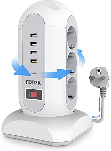 Extensão Elétrica FDTEK 9 tomadas + 4 USB (2500 W - 2 m) FDTEK - Filtros de linha e supressores de surtos - 9 tomadas, 4 usb, 2500 W, 2 m