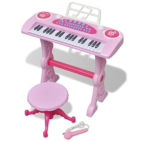 Teclado Infantil VIDA XL com Banco e Microfone (Idade Mínima Recomendada: 3 anos) vidaXL - Brinquedos - teclado infantil, vida xl, banco, microfone, idade mínima 3 anos