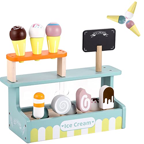 Brinquedo de Madeira GAGAKU 10 Peças de Gelados Brandworl - Brinquedos - 10 peças, madeira natural, 6 cm, cores vivas