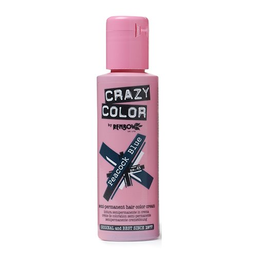 Coloração Permanente CRAZY COLOR Peacook Azul (1 Un) Crazy Color - Coloração de cabelo - coloração permanente, azul