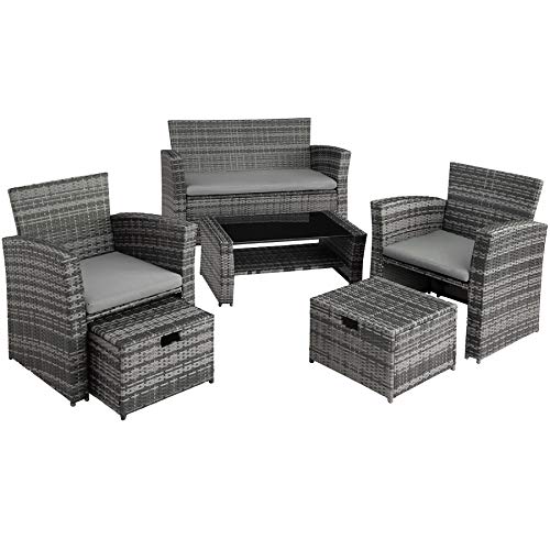 Conjunto de Jardim TECTAKE Módena (Cinzento - Aço - 129x68.5x75 cm) TecTake - Móveis de exterior - cinzento, aço, 129x68.5x75 cm