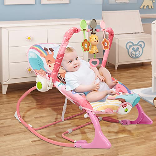Berço Musical HOMCOM com Espreguiçadeira Rosa XDAILUYYDS - Móveis para bebês e crianças pequenas - musical, espreguiçadeira, rosa, abs