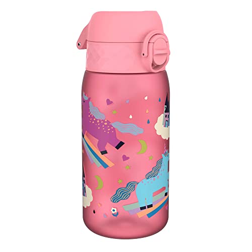 Garrafa ION8 Unicórnio (350 ml) Transparente ion8 - Garrafas de água - 350 ml, resistente à água, plástico reciclável, tampa higiênica
