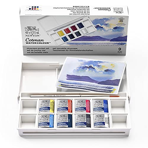 Conjunto de 24 Pastéis WINSOR & NEWTON Cotman Sky Blue (Recondicionado Como Novo) Winsor & Newton - Tinta, tinta de arte e esmalte - conjunto, pastéis, Winsor & Newton, cotman sky blue, recondicionado como novo