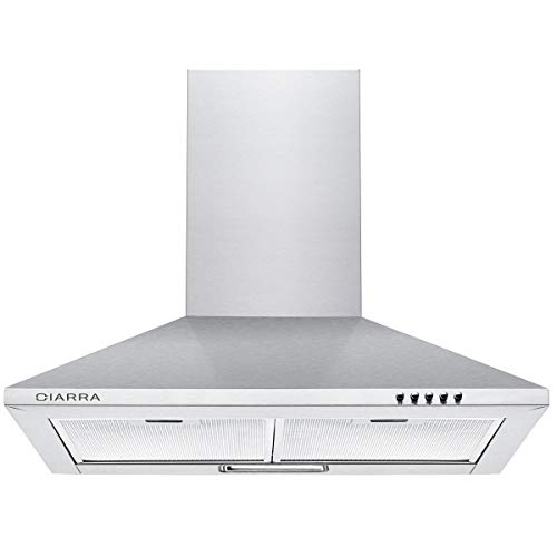 Exaustor CIARRA Hotte aspirante 60cm Evacuação ou reciclagem 380 m³/h 3 velocidades de extração Filtro a gordura Alumínio Aço inoxidável CIARRA - Exaustores -
