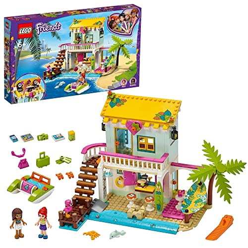 LEGO Friends - Casa da Praia - 41428 (Idade Mínima: 6) LEGO - Blocos de encaixe - casa da praia, cozinha, banheiro, sala de jogos, bote, prancha de surf