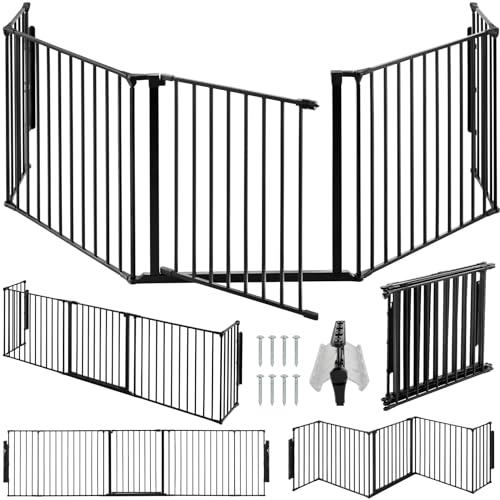 Tectake 8000000010 Porta de Segurança para Bebé Preto TecTake - Móveis para bebês e crianças pequenas - preto, aço, poliamida, segurança