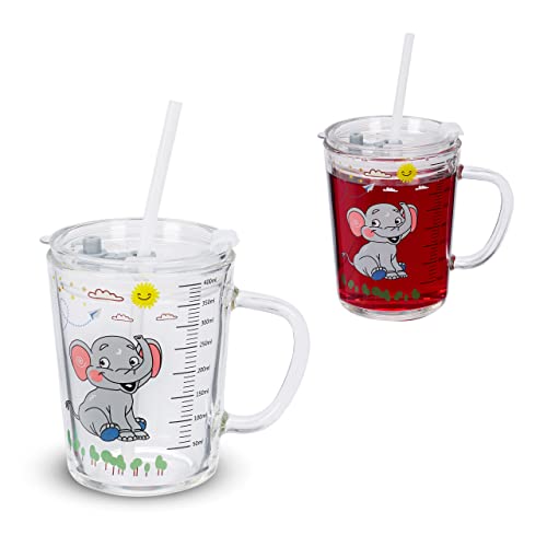 Conjunto de 2 Garrafas Relaxdays para Crianças com Boca de Elefante Relaxdays - Cozinha & sala de jantar - 2 garrafas, boca de elefante, vidro, asa, tampa
