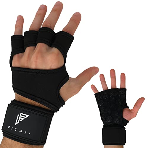 Luvas de Fitness FITHIL Homem (Tamanho Único) Fithil - Luvas de levantamento de peso e suportes para as mãos - tamanho único, preto, silicone