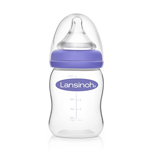 Biberão LANSINOH com Pele de Aço Inoxidável (Transparente - 160 ml) Lansinoh - Banho e corpo - 160 ml, ergonómica, NaturalWave Sucker, tampa de proteção