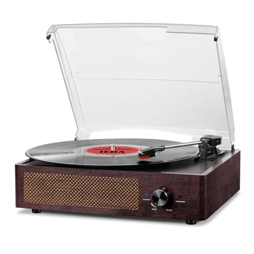 Gira-Discos SKROSSEN Vintage (Castanho - 33/45/78) DIGITNOW! - Gira-discos e leitores de vinil - gira-discos, vintage, castanho, 33/45/78, saída aux, RCA