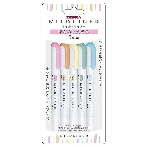 Zebra Mildliner 5C-N Set de rotuladores (Escrita) Zebra - Marcadores e marcadores de texto - 5 marcadores, tinta à base de água, revestimento para o pincel