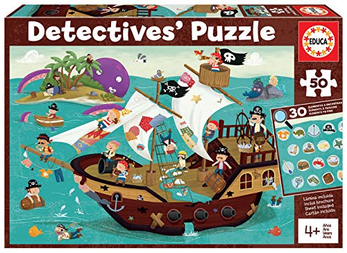 Puzzle EDUCA BORRAS Detectives Pirates (Idade Mínima: 4 Anos - 50 Peças) Educa Borrás - Jogos - puzzle, cartão, desafio, 50 peças, detectives, piratas