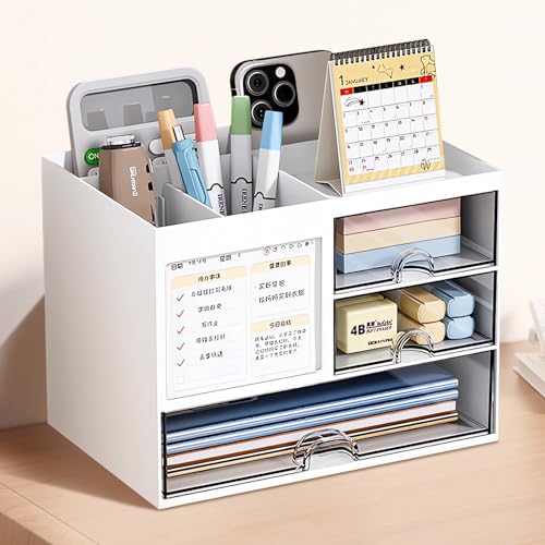 Organizador de Secretária DURONIC 4 Compartimentos e 3 Gavetas TRADE PARTNER - Organizadores de gavetas para casa - 4 compartimentos, 3 gavetas, organizador