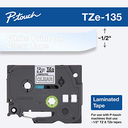 Fita para Etiquetadora BROTHER TZe-135 Branco sobre Claro Brother - Fitas de etiquetas e recargas - preto, transparente, 55 mm, 12 mm, 8 m