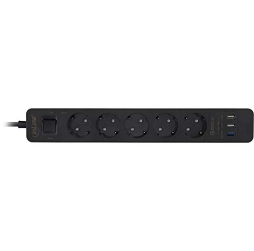 Extensão Elétrica INLINE 16491U (5 Tomadas - Tipo F - 1.5m) InLine - Filtros de linha e supressores de surtos - 5 tomas, proteção infantil, 2 portas USB, interruptor on/off