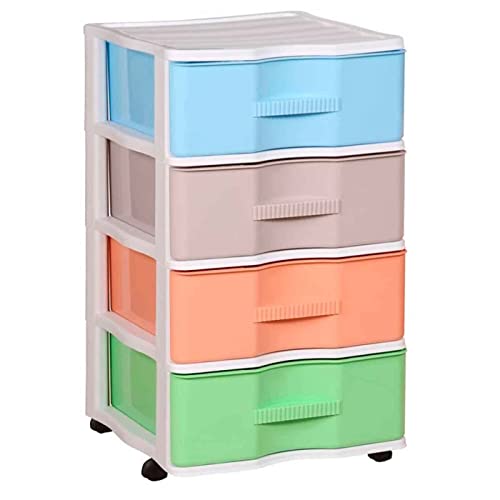 Armário Organizador WGN com Rodas e 4 Gavetas AC AC - Gavetas de armazenamento doméstico - 4 gavetas, rodas, bloqueio, material reciclado