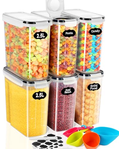 Conjunto 6 Recipientes de Armazenamento CINNANI (2.5 L) Cinnani - Recipientes de armazenamento de alimentos - 6 recipientes, 2.5l, plástico branco, fácil de limpar