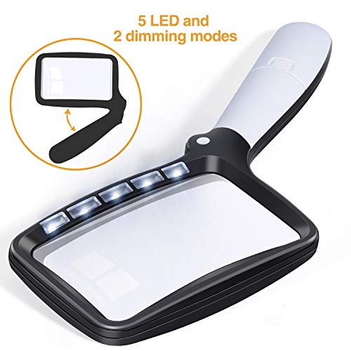 Lupa Portátil com Luz Led Rectangular Grande Kaome - Lupas - portátil, luz LED, rectangular, grande
