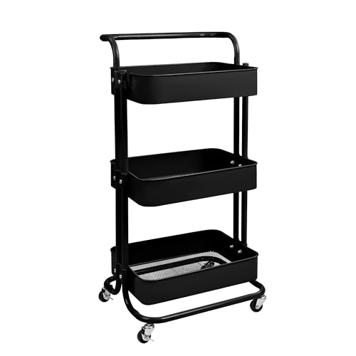 Carrinho de Cozinha T-LOVENDO Metal Preto (85 x 43 x 37 cm) T-LoVendo - Carrinhos e ilhas - metal, preto, 85x43x37cm