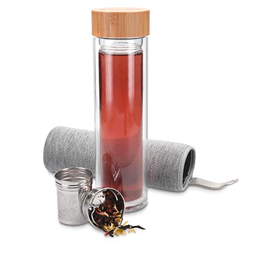 Garrafa Térmica NAVARIS Glass Tea Bottle (500 ml) Navaris - Porta-alimentos e bebidas - garrafa térmica, navaris glass tea bottle, 500ml