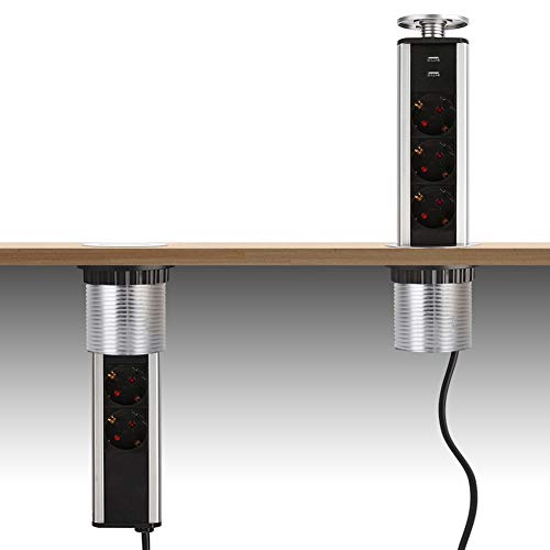 Extensão Elétrica LOGTRONIK 3000V (3 Tomadas - Tipo F - Branco) ZheDa Net - Fios de extensão - 3 tomadas, 2 portas USB, retractil, tipo f