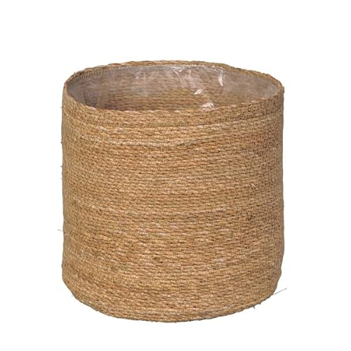 Vaso Redondo de Juta SMPLY (Castanho - 18x18cm) SMPLY. - Vasos e canteiros - juta, 18x18cm, revestimento plástico