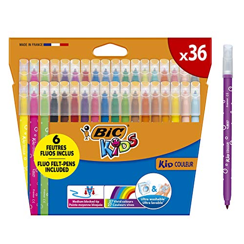 Lápis Cor BIC Kids com Ponta Média (Caixa de 36) BIC - Marcadores e marcadores de texto - ponta média, resistente, cobertura precisa, design colorido