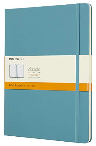 Caderno Pautado Moleskine Classic Large Azul Moleskine - Cadernos e bloco de notas - capa em cartão, elástico, papel sem ácidos, bolsa interna