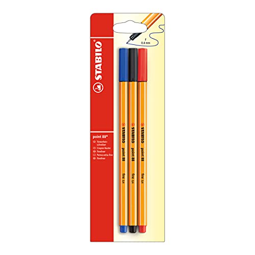Caneta Fina Ponta 0.4Mm Laranja 3 Unidades Stabilo - Canetas - caneta fina, ponta 0.4mm, laranja, stabilo point 88
