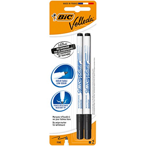 Marcador Bic Velleda Preto 2 Unidades (Recondicionado Como Novo) BIC - Marcadores e marcadores de texto - preto, recarregável, 9 cm, 2 unidades