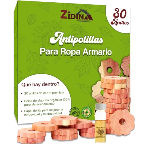 Zidina Antipolillas para Roupa 30X Anéis de Madeira de Cedro Zidina - Repelentes de insetos domésticos - antipolillas, roupa, anéis, madeira, cedro