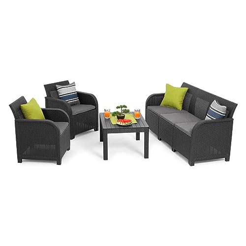Conjunto de Jardim KETER Sanremo (Castanho - Aço - 54x72.5x75 cm) ALLIBERT by KETER - Sofás - aço, plástico, 54x72.5x75 cm, exterior