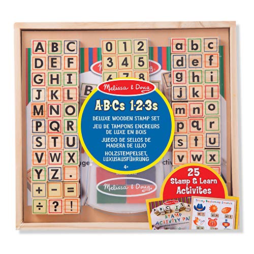 Jogo Didático MELISSA & DOUG Wooden Stamp Set ABC 123 Melissa & Doug - Material de escritório geral - selar, arte, almofadas, cores