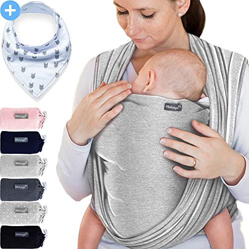 Porta-Bebé de Algodão Liso com Estrelas (Cinzento) Makimaja - Porta-bebês - algodão liso, estrelas, fácil de usar, elástico