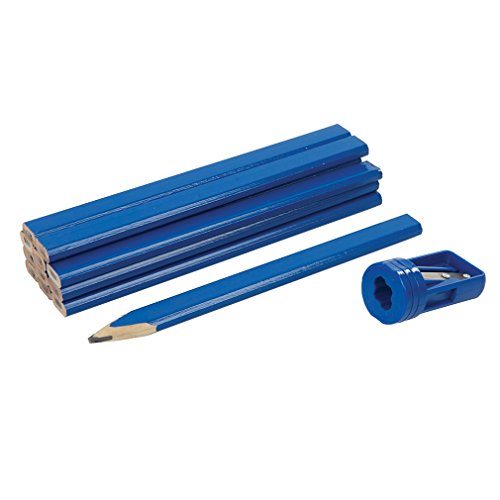 Conjunto de Lápis para Carpinteiro e Afiação SILVERLINE 250227 Silverline - Ferramentas de marcação - 12 lápis, ponta oval, saca-pé, madeira, ladrilho