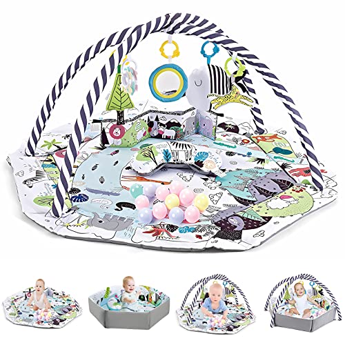 Ginásio de Bebé 5 em 1 com Corralito | 0 Meses + | Branco/Preto Shantou Chunzhen Toys Co., Ltd - Brinquedos - motoras, cognitivas, 5 acessórios, corralito
